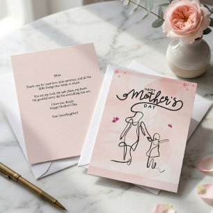 Frohe Muttertags-Karte – Minimales Line-Art-Design Mitteilungskarte