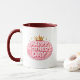 Frohe Muttertags-Krone-Blasen-Schrift Tasse
