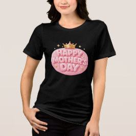 Frohe Muttertags-Krone-Blasen-Schrift Tri-Blend Shirt