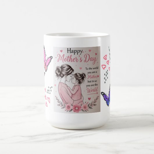 Frohe Muttertags-Schmetterlingstasse Kaffeetasse (Mittel)