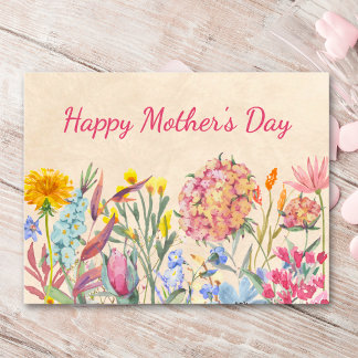 Frohe Muttertagsgeschenk-Aquarellblumen Feiertagspostkarte