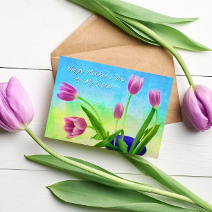 Frohe Muttertagsgrüße an meine Schwester Lila Tulp Karte