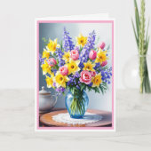 Frohe Muttertagsgrüße Frühlingsblumen Karte (Vorderseite)