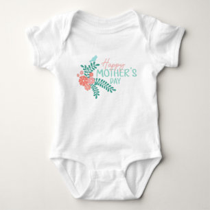 Frohe Muttertagstext Blumen Vogel Baby Strampler