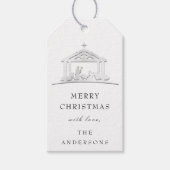 Frohe Namen Weihnachten Heilige Familie Gray Geschenkanhänger (Vorderseite)