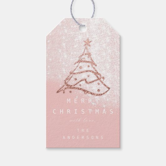 Frohe Namen Weihnachten Schnee Rose Park Geschenkanhänger (Vorderseite)