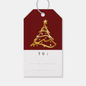 Frohe Namen Weihnachtsbaum Burgundy Gold Geschenkanhänger (Rückseite)