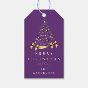 Frohe Namen Weihnachtsbaum Geschenk Lila Geschenkanhänger