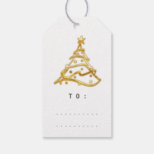 Frohe Namen Weihnachtsbaum Gold White Geschenkanhänger (Rückseite)