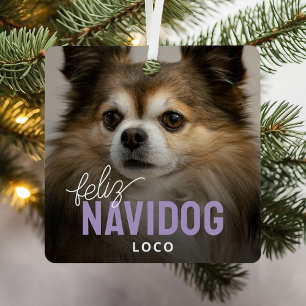 Frohe Navidog-Hunde-Foto-Weihnachten Ornament Aus Metall