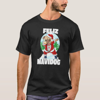 Frohe Navidog Lustiger Dabbing-Mops Weihnachtsmann T-Shirt