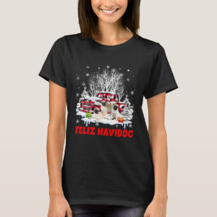 Frohe Navidog Weihnachten Santa Mops Hund Kariert T-Shirt