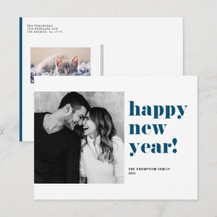 Frohe Neujahr-Fotografie mit typografischer Navy-B Feiertagspostkarte