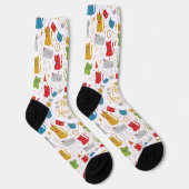Frohe Neujahr Katzen Muster Crew Socken (Rechts)