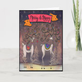 Frohe Niedliche Rentierfeier Feiertagskarte (Vorderseite)