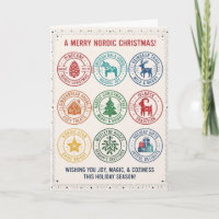 Frohe nordische Weihnachts-Icon-Karte