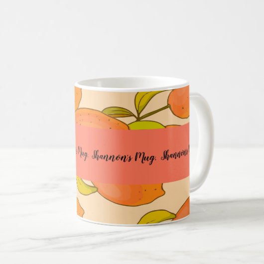 Frohe Orange Lemon Frucht Kaffeetasse (VorderseiteRechts)