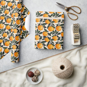 Frohe orangene blättrige Illustration Geschenkpapier