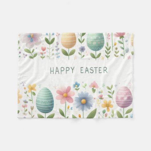 Frohe Osterblüten Fleecedecke (Vorderseite (Horizontal))