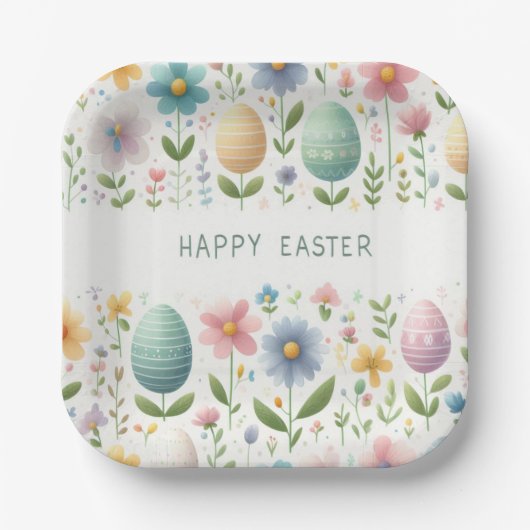 Frohe Osterblüten Pappteller (Vorderseite)