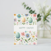 Frohe Osterblüten Postkarte (Stehend Vorderseite)