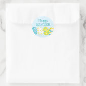 Frohe Ostereier Blaue Hintergrund Runder Aufkleber (Tasche)