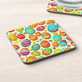 Frohe Ostereier-Cartoon Getränkeuntersetzer (Linke Seite)