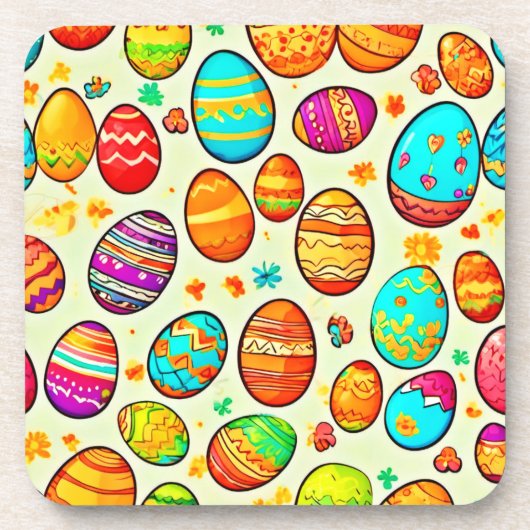 Frohe Ostereier-Cartoon Getränkeuntersetzer (Vorderseite)