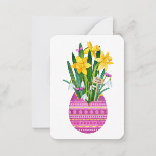 Frohe Ostereier & gelbe Narzissenblumen Mitteilungskarte