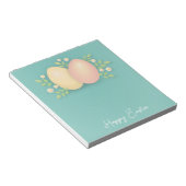 Frohe Ostereier in weichem Blau Notizblock (angewinkelt)
