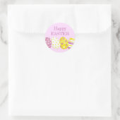 Frohe Ostereier rosa Hintergrund Runder Aufkleber (Tasche)