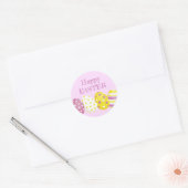 Frohe Ostereier rosa Hintergrund Runder Aufkleber (Umschlag)