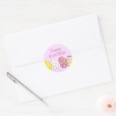 Frohe Ostereier rosa Hintergrund Runder Aufkleber (Umschlag)