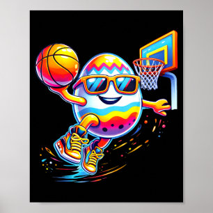 Frohe Ostereier tunkender Hase Basketball Jungen Poster