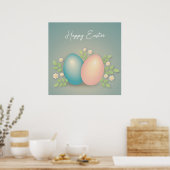Frohe Ostereier und Frühlingsblumen Poster (Küche)