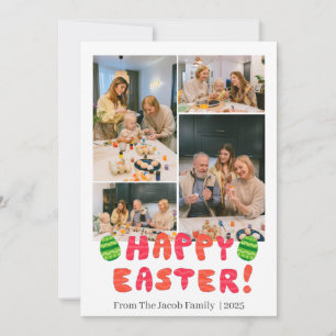 Frohe Osterfamilie, Osterkollage mit vier Fotos Feiertagskarte