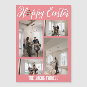 Frohe Osterfamilie, Osterkollage mit vier Fotos Magnetkarte