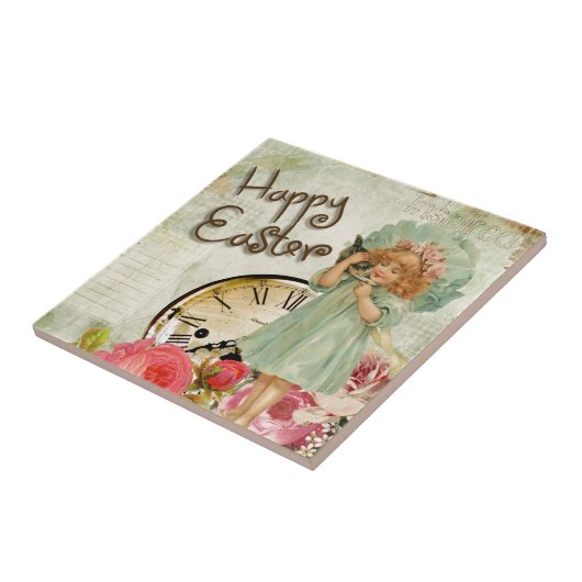 frohe Osterfrau Fliese (Seite)