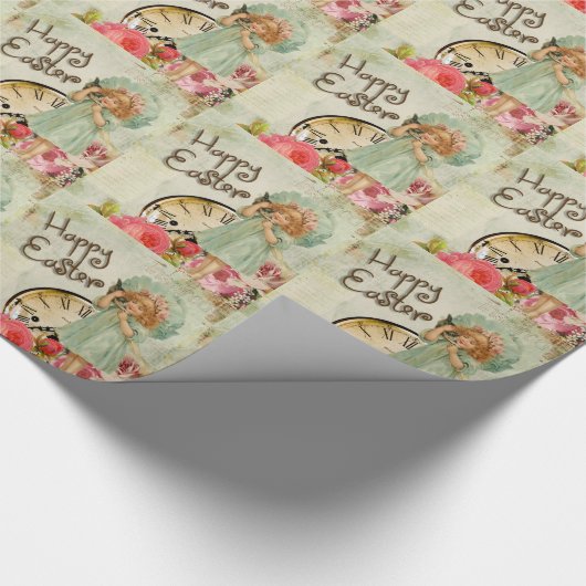 frohe Osterfrau Geschenkpapier (Ecke)