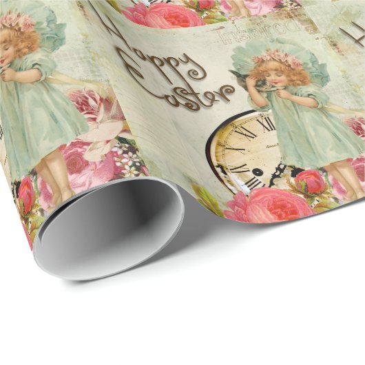 frohe Osterfrau Geschenkpapier (Rolleneckpunkt)