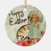 frohe Osterfrau Keramik Ornament (Vorne)