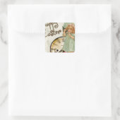 frohe Osterfrau Quadratischer Aufkleber (Tasche)