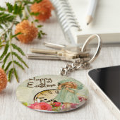 frohe Osterfrau Schlüsselanhänger (Seite)