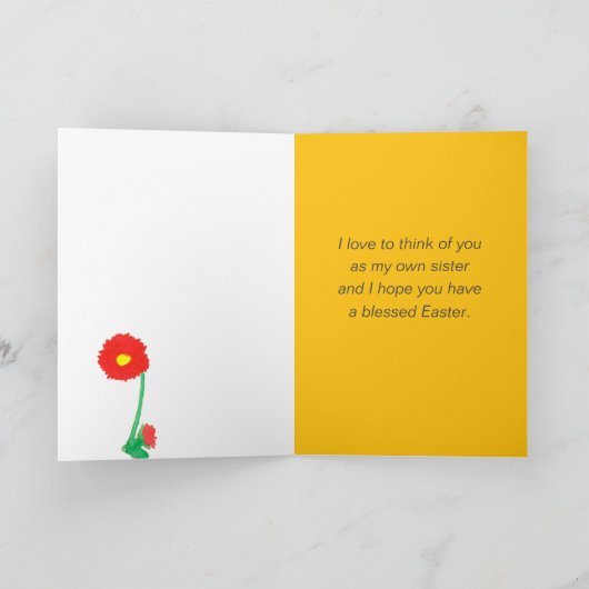 Frohe Osterfreunde wie eine Schwester zu mir Rote  Karte (Innenseite)