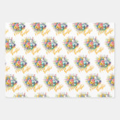 Frohe Osterfrühlingssonne Blume mit niedlichem Has Geschenkpapier Set (Vorderseite 3)