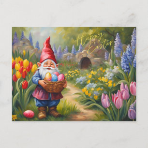 Frohe Ostergnome im Frühjahrsgarten Feiertagspostkarte