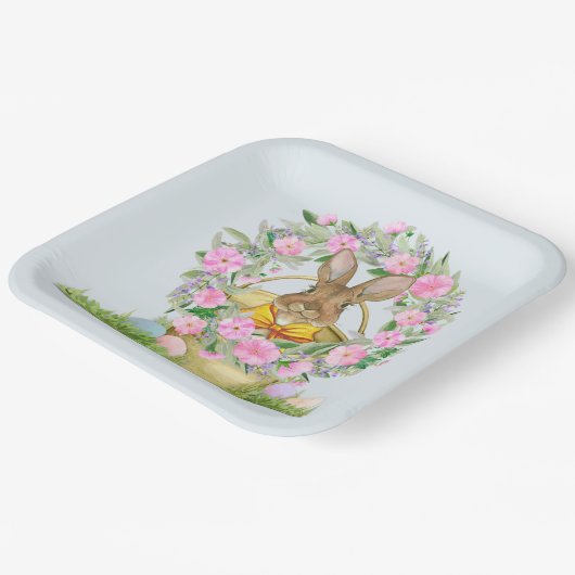 Frohe Osterhase im Eimer Pappteller (Gewinkelt)