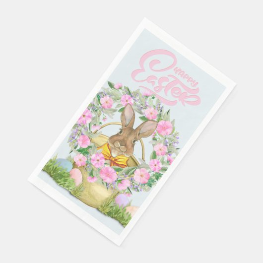 Frohe Osterhase im Eimer Serviette (Ecke)