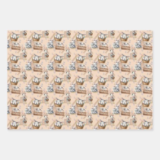 Frohe Osterhase in einem Korb Geschenkpapier Set (Vorderseite 3)