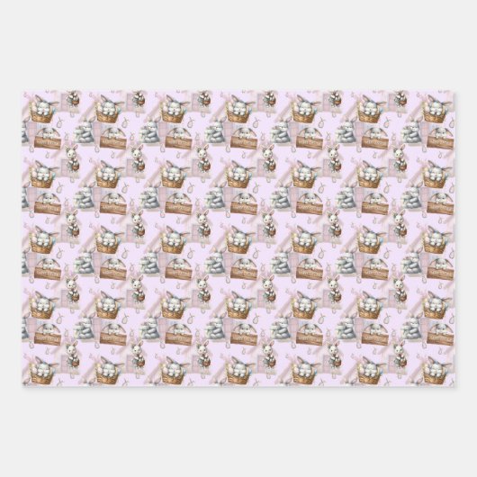 Frohe Osterhase in einem Korb Geschenkpapier Set (Vorderseite 2)